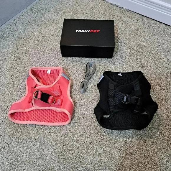 Pet Harness Set | 2 pack | Dog Cat Large Pink Black Leash TruksPet - Picture 7 of 8